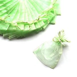 Pack of 100 Organza Bags 7 x 9 cm Green Lime Wedding Almonds Favours