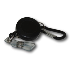 EPOSGEAR Retractable Reel Recoil Pull Key Ring Chain Cord Carabiner Belt Clip Ski Pass ID Card Badge Holder (1 Pack, Black - ID Clip)