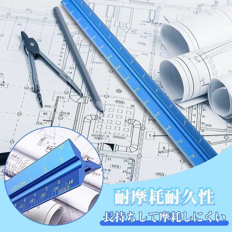 Triangular Scale Ruler, Precision Triangular Scale Ruler, Aluminum Alloy, Sansuke