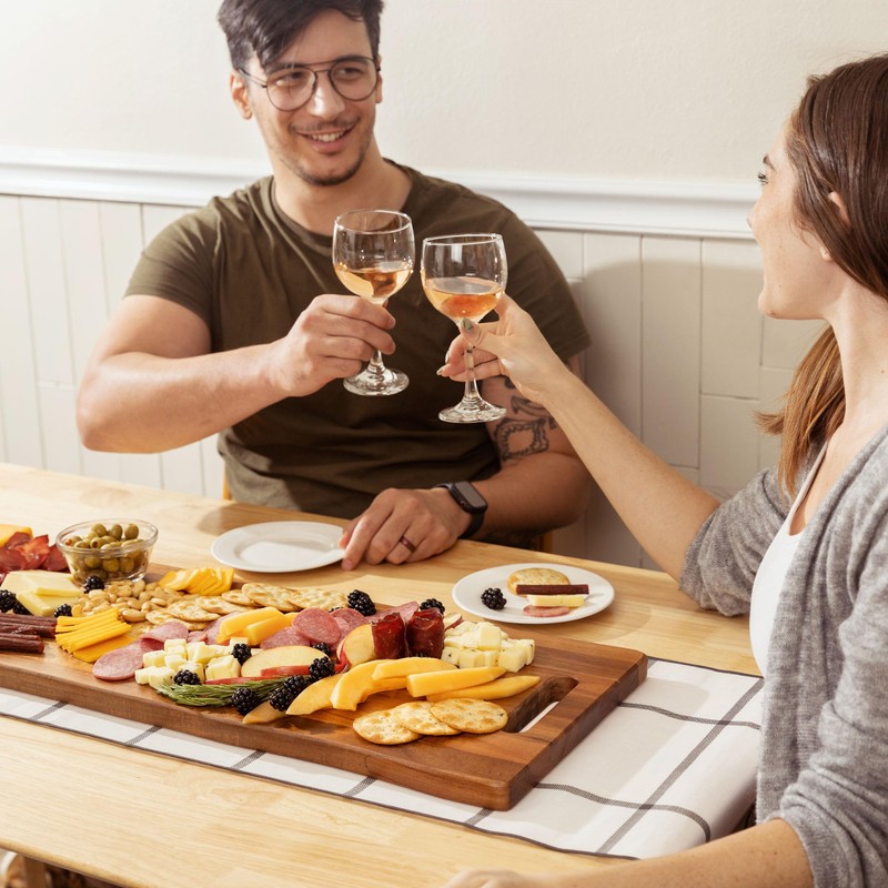 Large Acacia Serving Board with Handles, 36 x 12 Inch