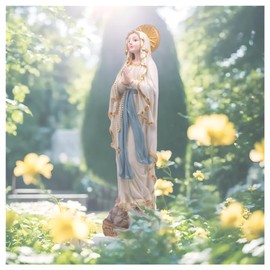 MeritMode 15" H Virgin Mary Praying Statue - Lourdes Catholic Collectible Figurine, Blessed Mother Figurine, Ideal Religious Gift for Home Décor & Outdoor Garden Decorations