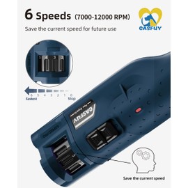 Casfuy Casfuy Dog Nail Grinder Quiet - (45db) 6-Speed Pet Nail Grinder with 2 LED Lights for Large Medium Small Puppy Dogs/Cats, Professional 3 Ports Rechargeable Electric Dog Nail Trimmer with Dust Cap