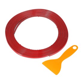 VekAuto Window Trim Strip Kit 1/4" 6mm Width 16Ft 5m Universal for Exterior Car Bumper Door Body Self Adhesive Scratch-Proof Decorative Sticker Plastic Gloss Red