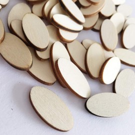 NUOBESTY Small Wooden Discs Wooden Pendants 200 Pieces Wooden Discs for Crafts Painting Natural Wood Discs Confetti Pieces Christmas Table Decoration for Children DIY Wooden Panels Oval Wooden Shape