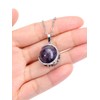 Top Plaza Amethyst Healing Crystal Stone Necklace Round Ball Rotating