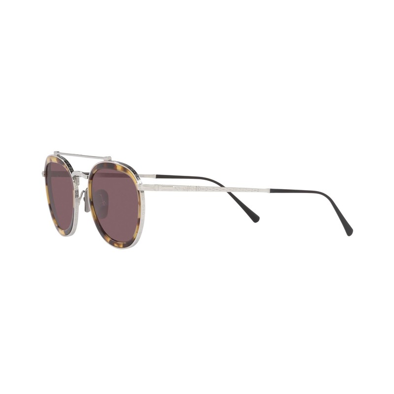 Persol PO5008ST Aviator Sunglasses, Silver/Dark Violet Polarized, 51 mm