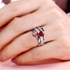 Jeulia "Skull Couple Heart Cut Sterling Silver Enhancer Ring Set