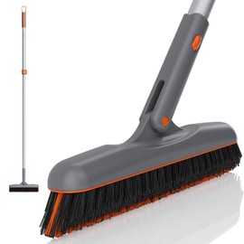 Eazer Grout Brush with Long Handle, 180°Rotation Tile Grout Cleaning Brush, V-Shape Shower Scrubber Cleaner, Stiff Bristle for Cleaning Bathroom Tile Floors - 53in