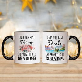 Promoted to Grandma and Grandpa 2025 Mugs,New Grandparents Gifts First Time 2025, Pregnancy Announcement For Grandparents Mug Set,Grandparents Baby Announcement Gifts Est 2026 Tea Cup 11 OZ