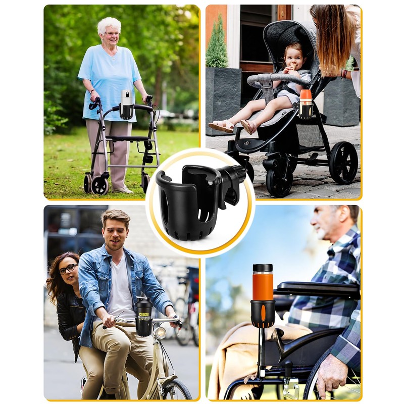 Universal Cup Holder Stroller Drink Holder for Bikes, Trolleys or