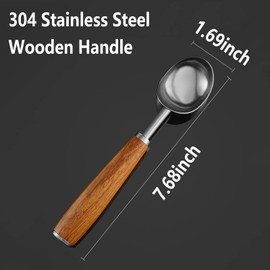 CMMKCNNK Small Cylindrical Ice Cream Scoop Stainless Steel with Wood Handle, Metal Ice Scoop for Freezer