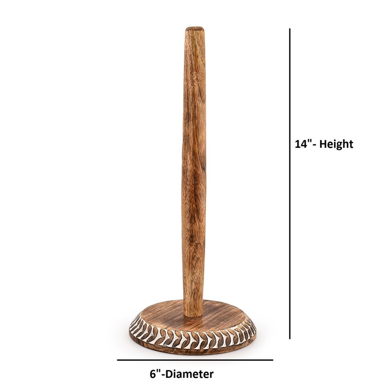 Indus Lifespace Paper Towel Holders Mango Wood Standing Rolls Holder