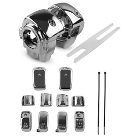 QAGGUM Chrome Switch Housings Caps Fit for Harley Davidson Electra Glide Road King Tri Glide 1996-2013, Handlebar Switch Housing Cover Case Silver