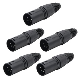 Xilaghy 4-Pin XLR Cable Connector XLR 4 Pin Male Plug Connector Mic Cable Plug Connector Audio Adapter for Microphone, Mixers, Black, 5 Pcs