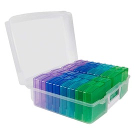 novelinks Transparent 4" x 6" Photo Storage Boxes - 16 Inner Photo Organizer Cases Photo Keeper Picture Storage Containers Box for Photos (Cool-Colored)