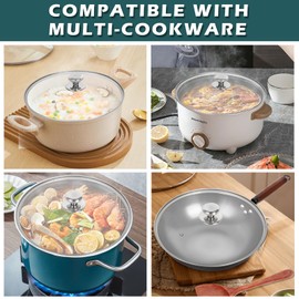 12" Tempered Glass Lid for Frying Pan Pot, Clatine Replacement Cover with Aluminium Knob Stainless Steel Rim for 12 inch Cookware, Skillets, Cast Iron, Cast Alluminium Pans, 30CM