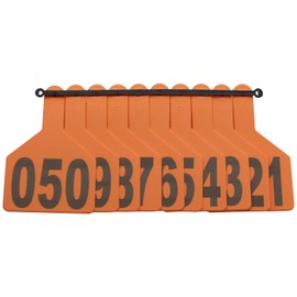 50 pcs Z Tags One Piece Cattle Ear Tags, Large TPU Livestock Ear Tags with Numbers 001-050,1-Piece Pre-Numbered Farm Animal Identification Ear Tags for Cattle, Cow, Goat Sheep,Calf(001-050) (Orange)