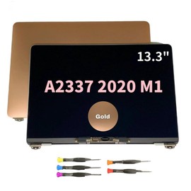 13.3” Screen Replacement for MacBook Air A2337 M1 2020 Year EMC 3598 Retina Display LCD Screen Full Assembly Complete Top Assembly 2560x1600 (Gold)