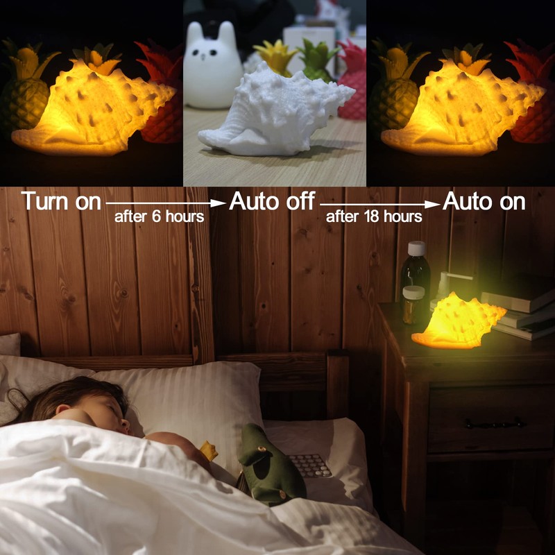 Conch Shell Night Light-Battery Powered LED Night Light for Kids