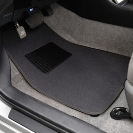 Premium 4 Piece Set of Carpet Car Floor Mats with Vinyl Safety Heel Pad for Car, Truck, SUV, Coupe Sedan, Black (MT-100-BK) Pack of 1