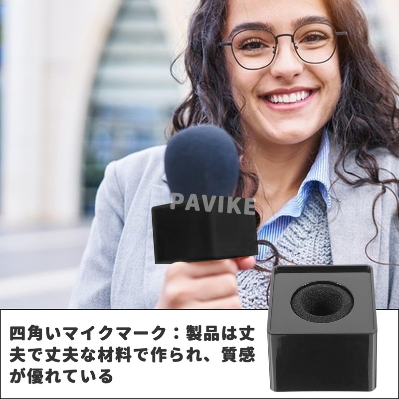 PAVIKE Microphone Flags Interview Black Square Advertising Image Enhancing Promotion