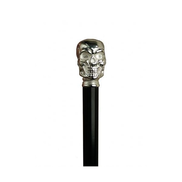 Unisex Skull Cane Black, Metal Chrome Finish Handle -Affordable Gift! Item #HAR-9111808