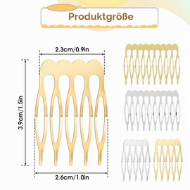 WUSJCOF Pack of 12 Metal Side Combs with 10/5 Teeth, Veil Combs, Hair Side Combs for Women, Hair Accessories, Chignon Clip (Silver and Gold)