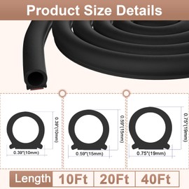 alophoty 40 Ft Rubber Weather Stripping Door Seal, D Shaped Automotive Weather Stripping, Car Door Seal Strip, Self Adhesive Soundproofing Weatherstripping for Doors Windows Car Truck Auto RV