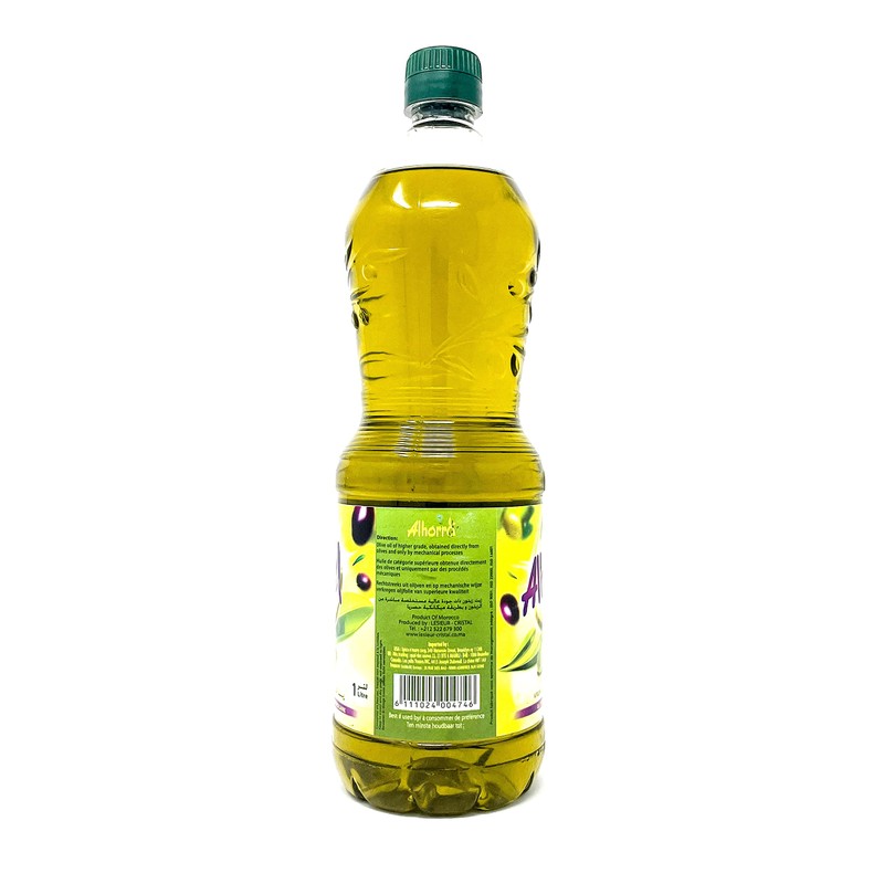 Alhorra Moroccan Virgin Olive Oil, First Cold Pressed, (1 Liter)