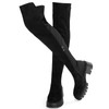 ErikenUrben Women Black Thigh High Boots Suede Over The Knee