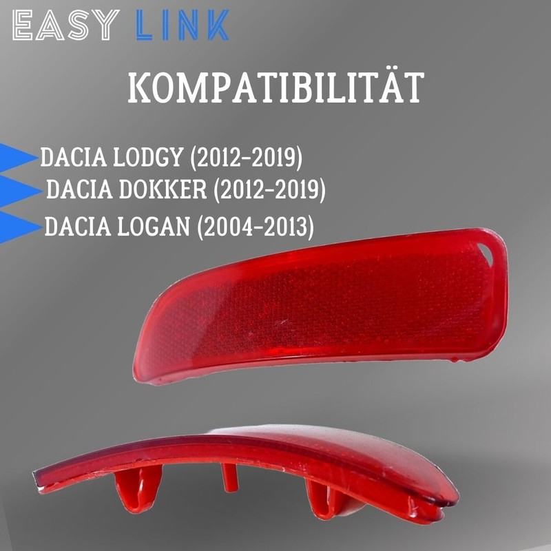 Easy Link Reflector Left Bumper Rear Reflector Compatible with Dacia