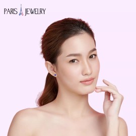 Paris Jewelry 18K Yellow Gold 1ct Tanzanite Round 18 In Necklace & Square Earrings Set Plated