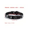 Adjustable Silicone Bracelet, Stainless Steel Cross & Letter Design Bracelet