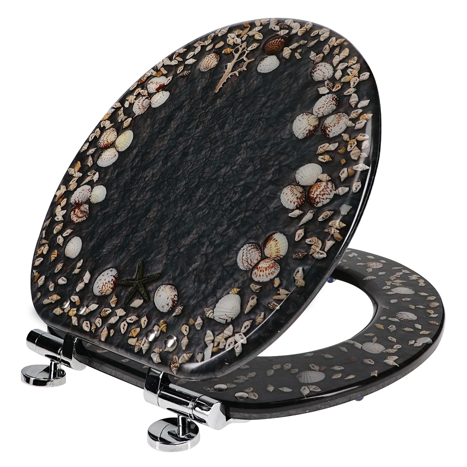 Home+Solutions Deluxe Resin Maui Decorative Round Toilet Seat - Coastal ...