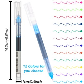 Qupaen 12 Pcs Color Gel Pens Quick Dry Liquid Ink Smooth Writing Pens for Drawing,Note Taking and Journaling,0.5mm Fine Point