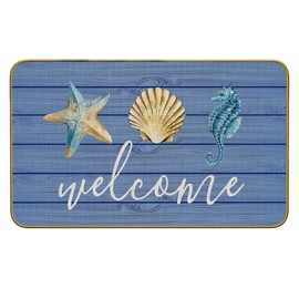 Mingnei Nautical Door Mat - Coastal Kitchen Home Doormat, Nautical Coastal Floor Beach House Front Indoor Entryway Rug 30x17 Welcome Door Mats(Light Blue)