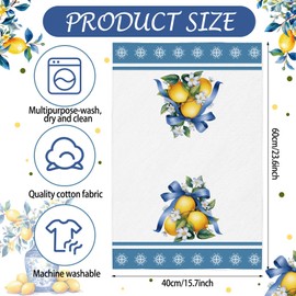 FuWeave 4 Pcs Lemon Kitchen Towels Set Blue White Yellow Summer Lemon Dishcloth 16 x 24 in Bath Washcloth Chinoiserie Drying Absorbent Hand Tea Towels Gift for Spring Kitchen Bathroom Home Decor