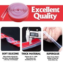 9.8Ft T-Shaped Silicone Door Seal Strip for Door Frame, Clear Shower Door Bottom Seal Strip, Self-Adhesive Weather Stripping Window Seal Strip for Soundproofing, Insulation (Silicone)