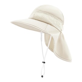 SEYUFN Baby Sun Hat Girls Boys Neck Cap Child Protection Bucket Hats Breathable Baby Girl Beach Hat Toddler Summer Hat, C-beige