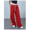 WDIRARA Women's Wide Leg Baggy Sweatpants Side Striped Number Graphic