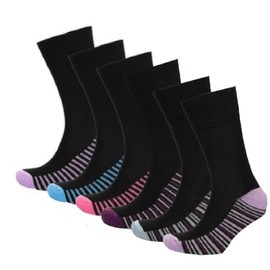 OnlyBee 6 Pairs of Ladies Womens Bamboo Non Binding Loose Elasticated Top Socks Black UK size 4 to 8