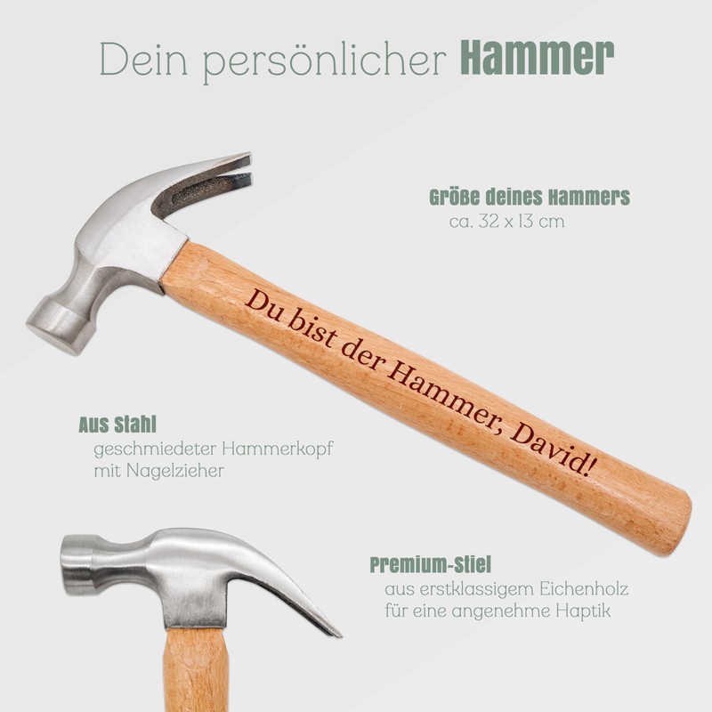 Abenteuernah Hammer personalisiert, Geburtstagsgeschenk, Geschenke für Männer, Papa, Onkel, Opa,