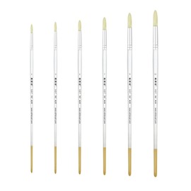 XDT#767-3 Round Tip Art Brush 6Pc #1#3#5#7#9#11 Hog Acrylic Oil Watercolor