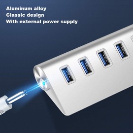 USB Hub 3.0 Splitter, 7 Port USB Data Hub Charging Docking Station for Laptop, PC, Computer, Mobile HDD, Flash Drive and More