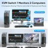 Steetek USB 3.0 KVM Switch Dual Monitor 2 Port Box,