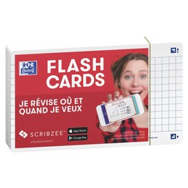 Oxford Flash 2.0 Pack of 80 Flash Cards Size 7, 5 x 12.5 cm Small Squares Double-Sided – White Frame – Bristol Cards
