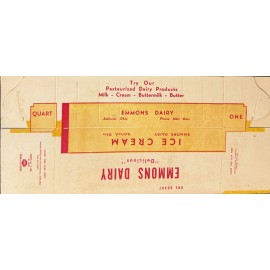 Emmons 1950s Emmons Dairy Qt. Ice Cream Box 440-Main Phone Number - Ashland, Ohio "NOS"