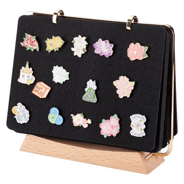 BENECREAT Brooch Organizer, 8 Pages Pin Collection Calendar with Wooden