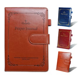 YOJO Bible Journal, Prayer Journal for Woman & Men, Daily & Weekly Bible Study Journal for Woman Men, PU Leather Prayer Journal, Christian Gifts for Women Men (Brown)