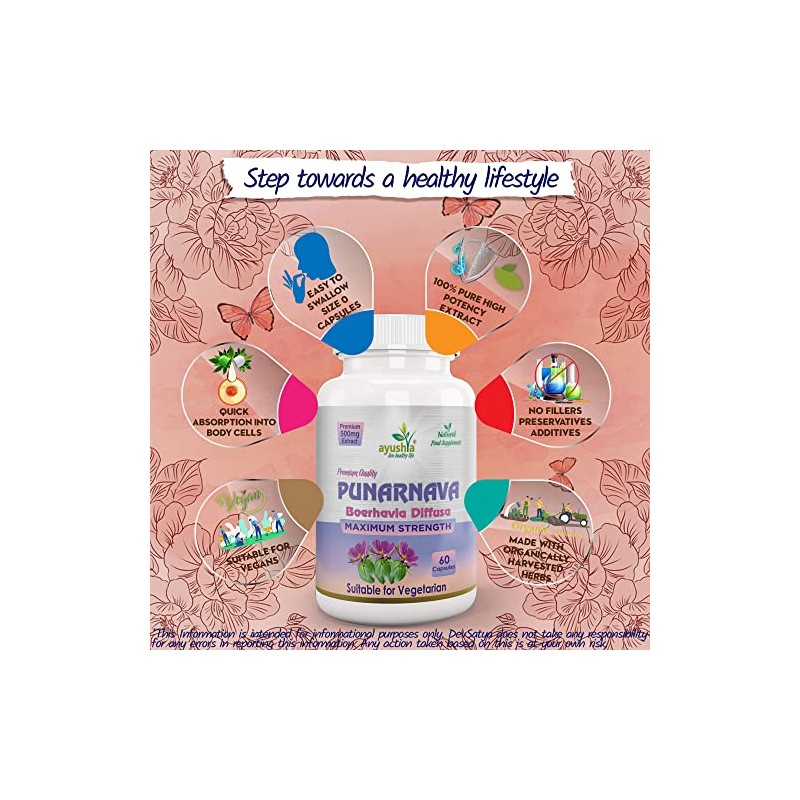 Ayushya Punarnava Capsule (Boerhavia Diffusa), 60 Capsules, Natural